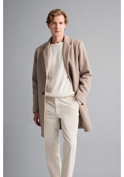 Defacto Relax Fit Ceket Yaka Düğmeli Cepli Kışlık Kaşe Parka Y8903az25aubg659 Bej-bg659