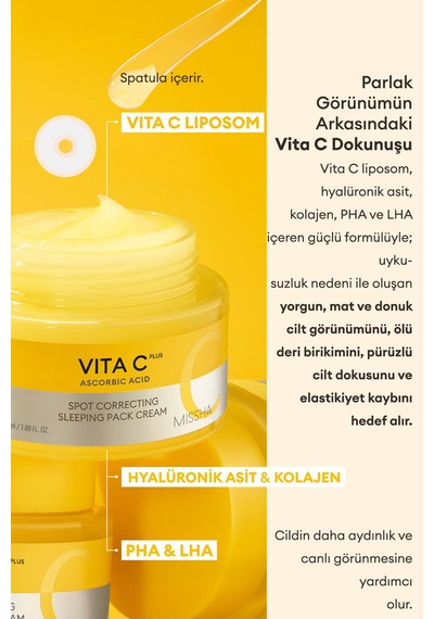 Leke Karşıtı C Vitamini İçerikli Uyku Maskesi Vita C Plus Spot Correcting Sleeping Pack Cream