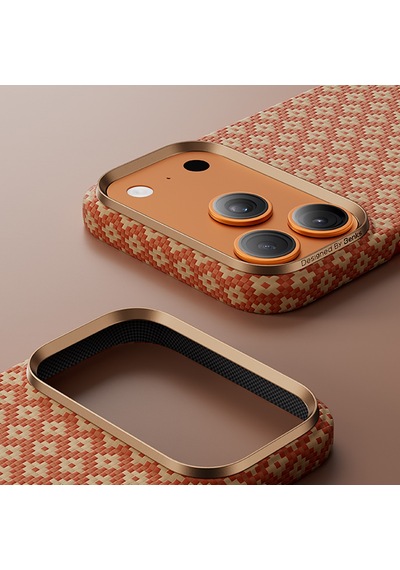 Apple Uyumlu iPhone 17 Pro Max Kılıf M-safe Şarj Benks Armorair Armorgrid Serisi Kevlar Kapak Açık Turuncu Açık Turuncu