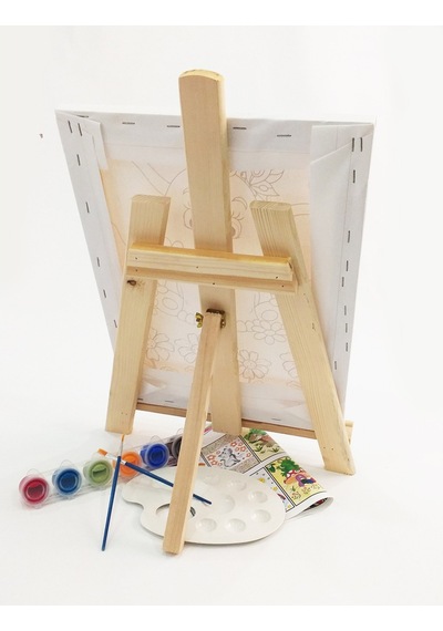 Büyülü Gökyüzü Çocuk Ressam Seti - 30 X 40 Cm Önçizimli Tuval, 2 Ad. Fırça, Palet, Boyalar Ve Şövale