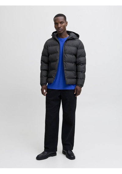 Jack & Jones Jjelements Suni Deri Görünümlü Şişme Mont 12279239 Siyah