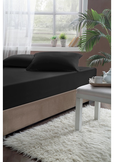 Pierre Cardin Pamuk Saten Lastikli Çarşaf 160x200 Siyah