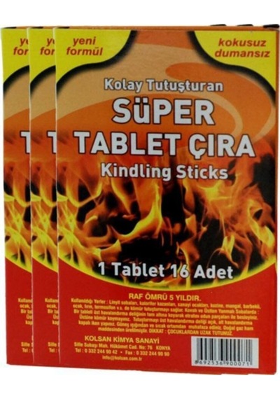 Süper Tablet Çıra 1 Tablet 16 Adet - Mangal Soba Tutuşturucu