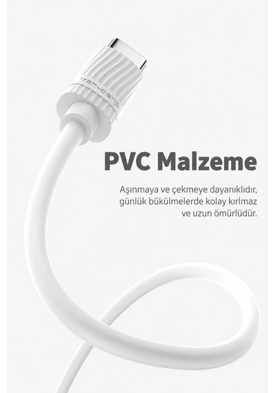 Ven-dens Vd-dc18cc 60 W Pd Type-c To Type-c Hızlı Şarj Ve Veri Kablosu, 1 Metre, Beyaz