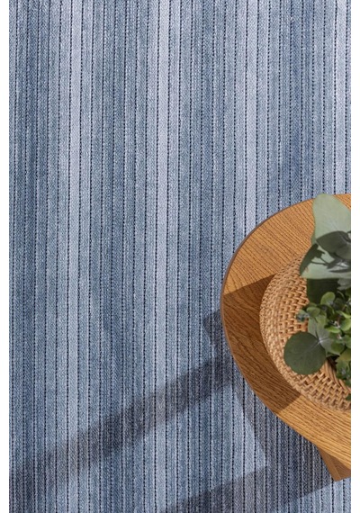 Stripe Mavi Kilim Kaymaz Taban Salon Oturma Odası Antre Halısı 33013a, 120 X 180 Çok Renkli