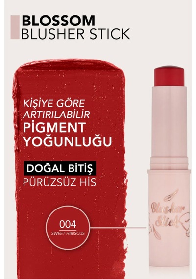 Flormar Blossom Hafif Yapılı & Doğal Bitişli Kat Kat Uygulanabilir Stick Allık 004 Sweet Hıbıscus