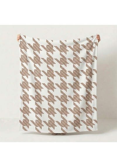 Prime Sleeks Geometrik Desenli Tv Battaniyesi 120x150 Cm Koltuk Şalı Diz Örtüsü - Kahverengi Kahverengi