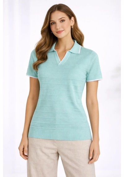 Wear Vexel Kadın Yazlık Dokuma Triko Tişört Düğmesiz Polo Yaka Kısa Kol T-shirt - Mint Yeşili Mint Yeşili Wear Vexel Kadın Yazlık Dokuma Triko Tişört Düğmesiz Polo Yaka Kısa Kol T-shirt - Mint Yeşili Mint Yeşili