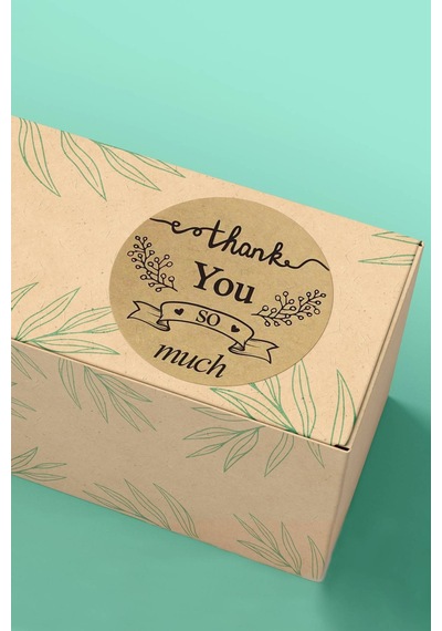 Thank You So Much Kraft Kargo Paket Sticker Etiketi 3x3cm St2070 Çok Renkli