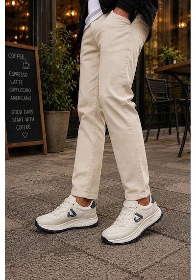 Ht Hotin Mamba Erkek Günlük Spor Ayakkabı Bağcıklı Rahat Tabanlı Casual Sneaker - Bej