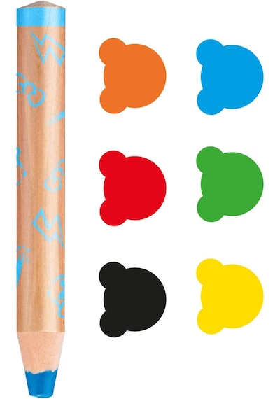 Carioca 3in1 Jumbo Bebek Ahşap Gövdeli Boya Kalemi 6'lı ve Kalemtraş