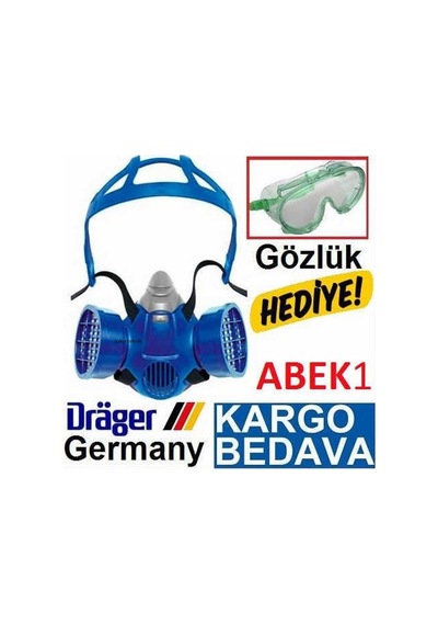 Drager  Abek1 Gaz Maskesi  + 2 Adet Abek1 Filtresi  + Gözlük Yarım Yüz Set