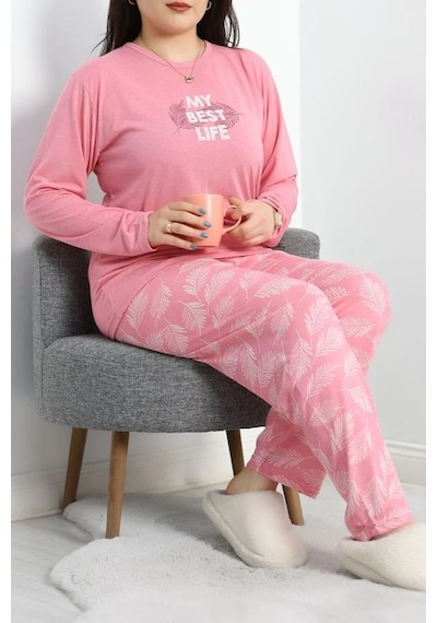 Seka Store Seka Viskon Büyük Beden Pijama Takımı Pembe - 50727.1049. Çok Renkli