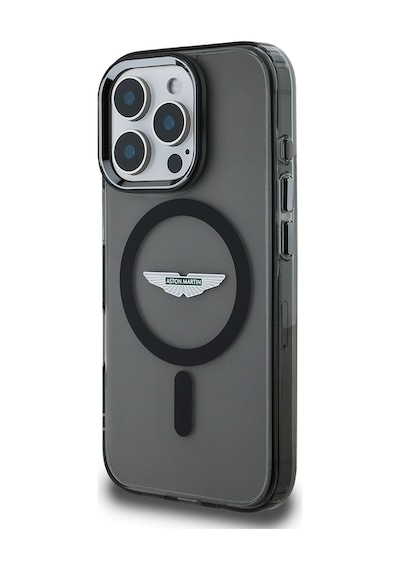 Apple Uyumlu iPhone 16 Pro Kılıf Aston Martin Lisanslı Magsafe Şarj Özellikli Iml Baskı Logolu Buzlu Kapak Siyah