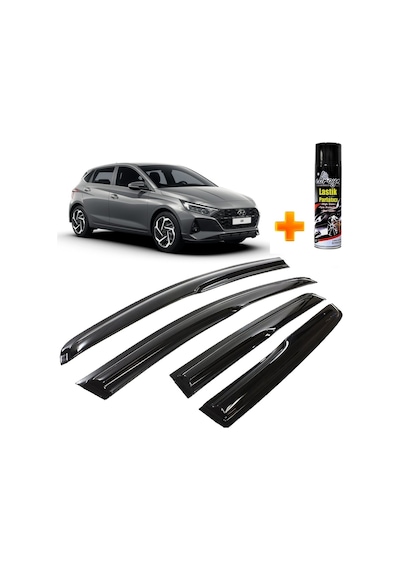 Hyundai I20 Mügen Cam Rüzgarlığı 2020 Sonrası 4 Lü Takım +500ml Lastik Parlatıcı