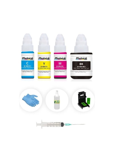 Photoink Canon Uyumlu E404/E414/E474/E484 Siyah/Renkli Kartuş Dolum Seti Photoink