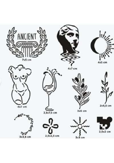 One Spray Tattoo City Pack - Ephesus Stencil Set 7 Designs Diğer