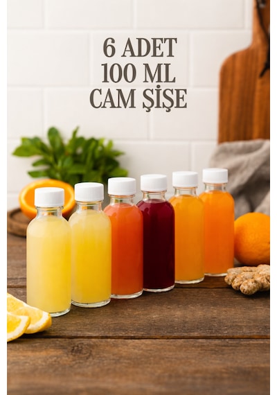 6 Adet Şeffaf Cam Shot Şişesi Sızdırmaz Beyaz Plastik Kapaklı Kolonya Koku Süs Çok Amaçlı Şişe 100ml Beyaz - Şeffaf