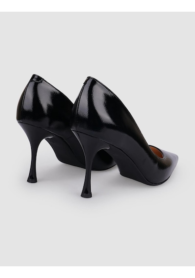 Cabani %100 Hakiki Deri Siyah Rugan Kadın Stiletto Siyah