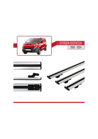 Citroen Dispatch 2019 Ve Sonrası İle Uyumlu Basic Model Ara Atkı Tavan Barı Gri 3 Adet