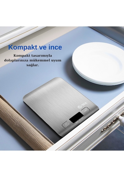 Bydiz Dijital Mutfak Terazisi 10 Kg 1 Gr Hassas Mutfak Tartısı Paslanmaz Çelik Yüzey + Pil Hediyeli BY-005