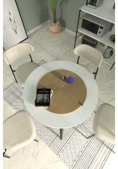 Vilinze Hasır Jüt Ip Yuvarlak Runner / Supla / Amerikan Servis - 60x60 Cm