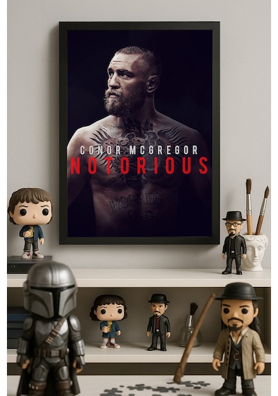 Conor Mcgregor Ufc Siyah Ahşap Çerçeveli Poster, Dekoratif Dövüş Duvar Tablosu