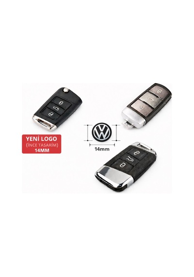 Volkswagen Anahtar Logo Sticker 14 Mm Damla Yeni Logo İnce Tasarım Siyah