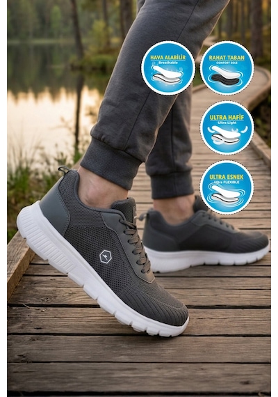 Walkway Füme Fileli Hafif Esnek Rahat Tabanlı Erkek Yürüyüş Ve Spor Ayakkabı Poizz 26108