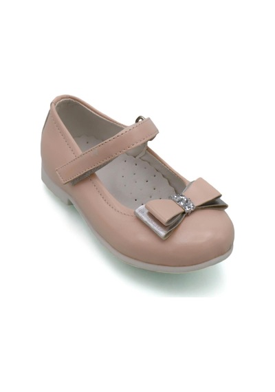 Sermoda Fiyonk Taş Detay Bebek Babet Pudra Pembe