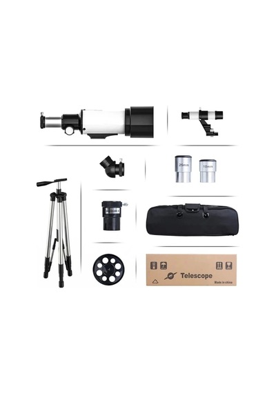 400x70mm Açıklıklı Refrakter Teleskoplar 15x-150x Telefon Adaptörlü Reflex