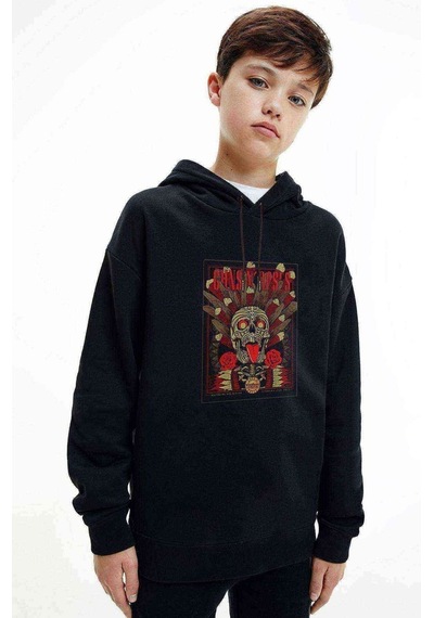 Tshirthane Guns N'Roses Metal Rock Baskılı Unisex Çocuk Kapüşonlu Sweat Siyah
