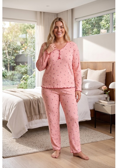 Seboteks Raporlu İnterlok Kumaş Yakası Düğmeli Kışlık Büyük Beden Kadın Pijama Takımı 2900 Somon Seboteks Raporlu İnterlok Kumaş Yakası Düğmeli Kışlık Büyük Beden Kadın Pijama Takımı 2900 Somon