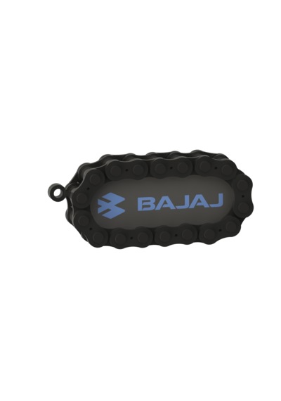 Bajaj Logolu Özel Tasarım Zincir Detaylı Motosiklet Anahtarlığı Mavi - Siyah