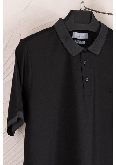 Polo Yaka Büyük Beden Suprem Penye Erkek T-Shirt Petrol Mavisi