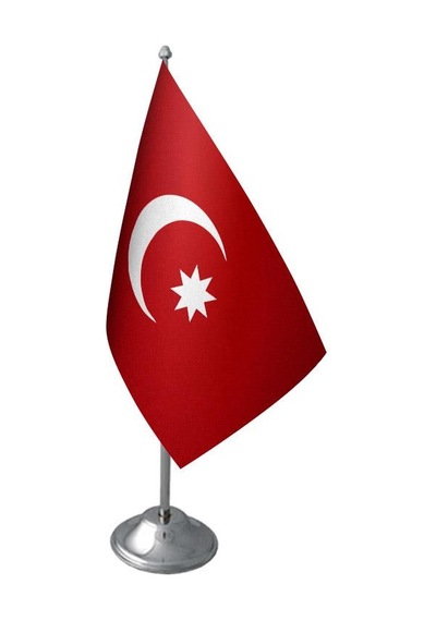 Masa Üstü Osmanlı Devleti Bayrağı Krom Direk Masa Bayrak Seti