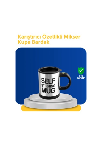 Mey İthalat Pratik Ve Dayanıklı Termos Kupa Tek Tuşla Otomatik Karıştırma