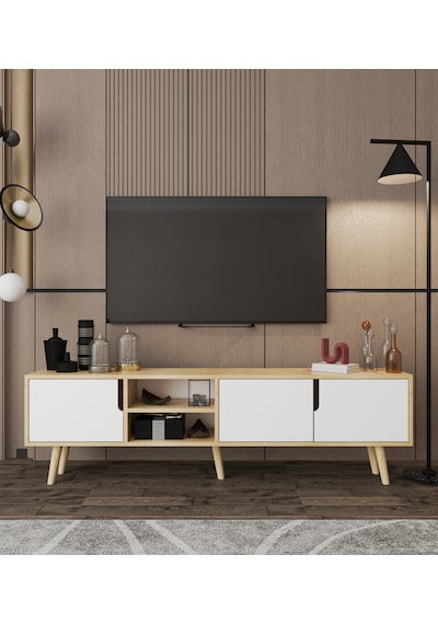 Latina Ahşap Ayaklı Tv Ünitesi Tv Sehpası 180 Cm Safir Meşe - Beyaz Safir - Beyaz Latina Ahşap Ayaklı Tv Ünitesi Tv Sehpası 180 Cm Safir Meşe - Beyaz Safir - Beyaz