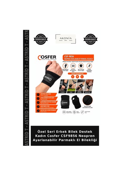 Özel Seri Erkek Bilek Destek Kadın Cosfer Csf9856 Neopren Ayarlanabilir Parmaklı El Bilekliği Çok Renkli