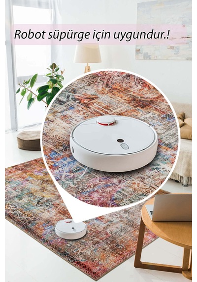 Fusion Modern Dokuma Taban Dekoratif Renkli Halı Al 101 Bej