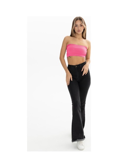 Mistirik Palude Model Straplez Bluz Örme Semaless Mdeol Bluz Bondeo Pembe Renk Pembe
