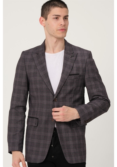 C9058 DEWBERRY ERKEK CEKET-SİYAH-BORDO Bordo - Siyah