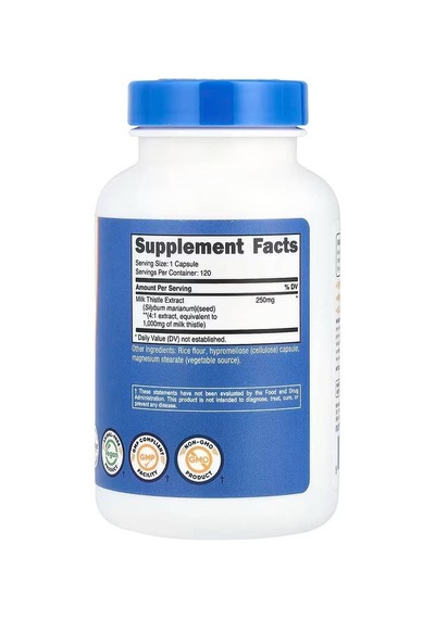 Nutricost Vegan Milk Thistle 4:1 Extract 1,000 Mg 120 Capsules