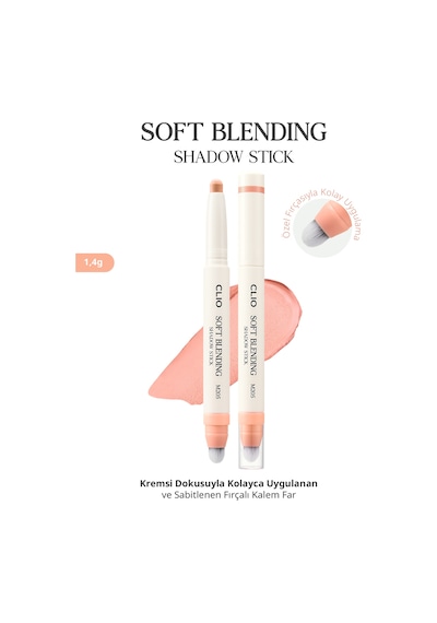 Kremsi, Kolayca Uygulanan Ve Sabitlenen Fırçalı Kalem Far Soft Blending Shadow Stick M205 Afternoon Coral
