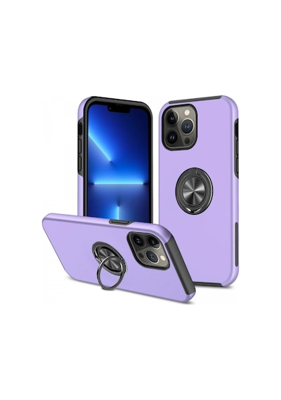 Apple İphone 13 Pro Kılıf Elit Yüzüklü Kapak - Mor 0.2M-Çok Renkli