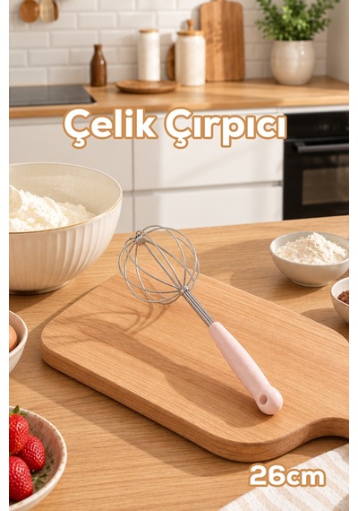 Porsima 1876 Paslanmaz Çelik Çırpıcı Pratik Karıştırıcı Çırpma Teli 26cm