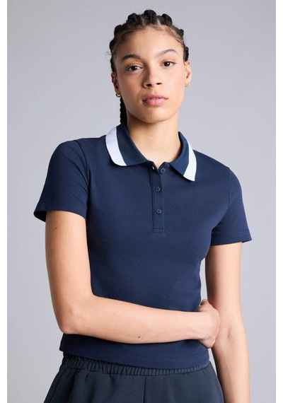 Defacto Slım Fıt Polo Yaka Sporcu Pike Kısa Kollu Polo Tişört H3265ax26spnv146 Lacivert-nv146