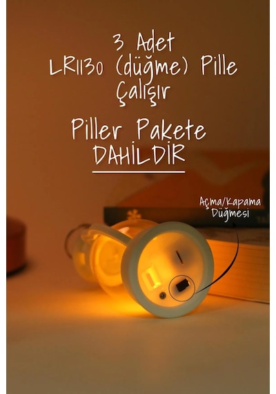 Led Mum Mini Kamp Tipi 1 Adet Pil Dahil Dumansız Alev Ledli Dekor Işığı Beyaz Pt430 Beyaz