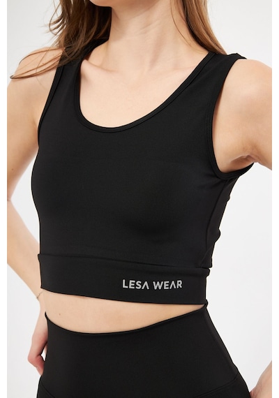 Lesa Wear Halter Yaka Crop Top Spor Sütyeni Siyah