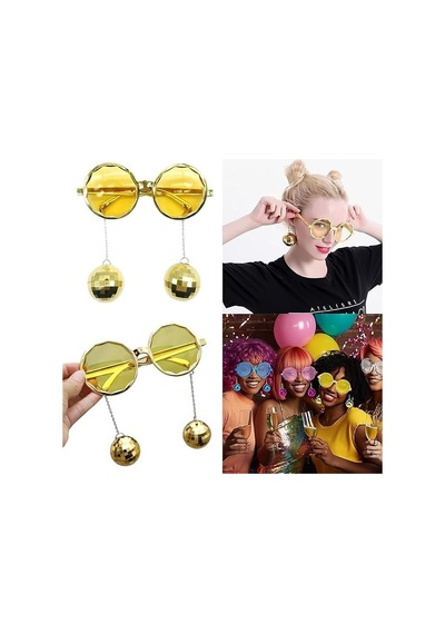 Gold Disco Toplu Parti Gözlüğü Yetişkin Kostüm Aksesuarı Retro Festival Yılbaşı Kadın Erkek Eğlence